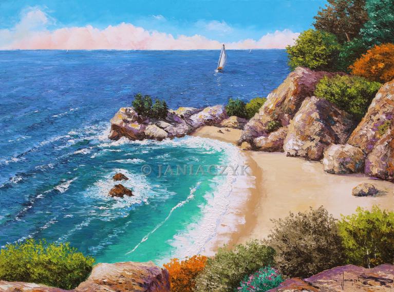 Beach of the cove painting  60x80 cm