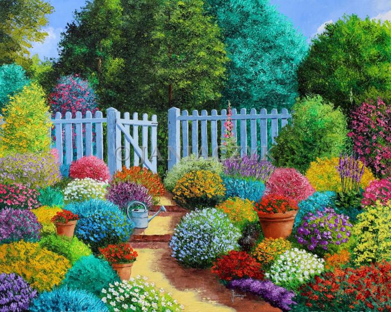 Wooden blue fence 73x92 cm