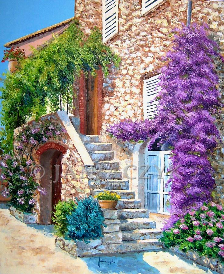 Stairway in Saint Paul de Vence painting