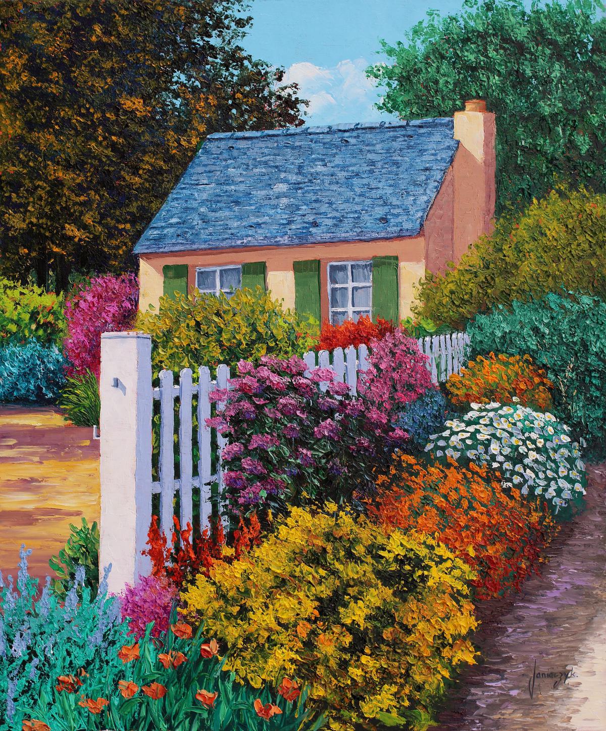 "Garden entry" 65x54 cm palette knife painting