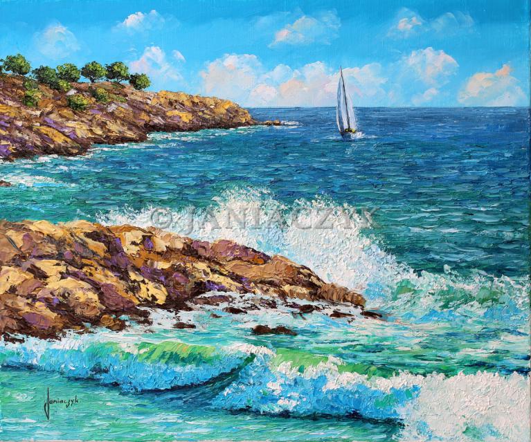 Waves and rocks 46x55 cm