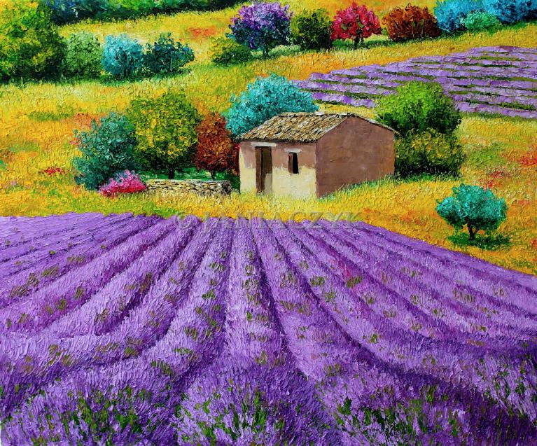 Lavender hill painting 46x55 cm