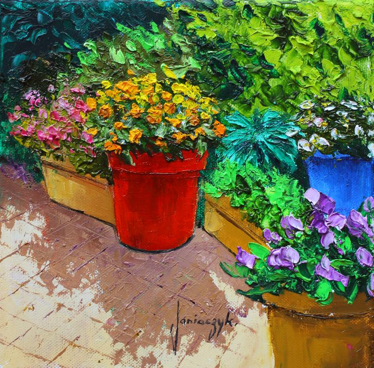 Flowered potteries 20x20 cm