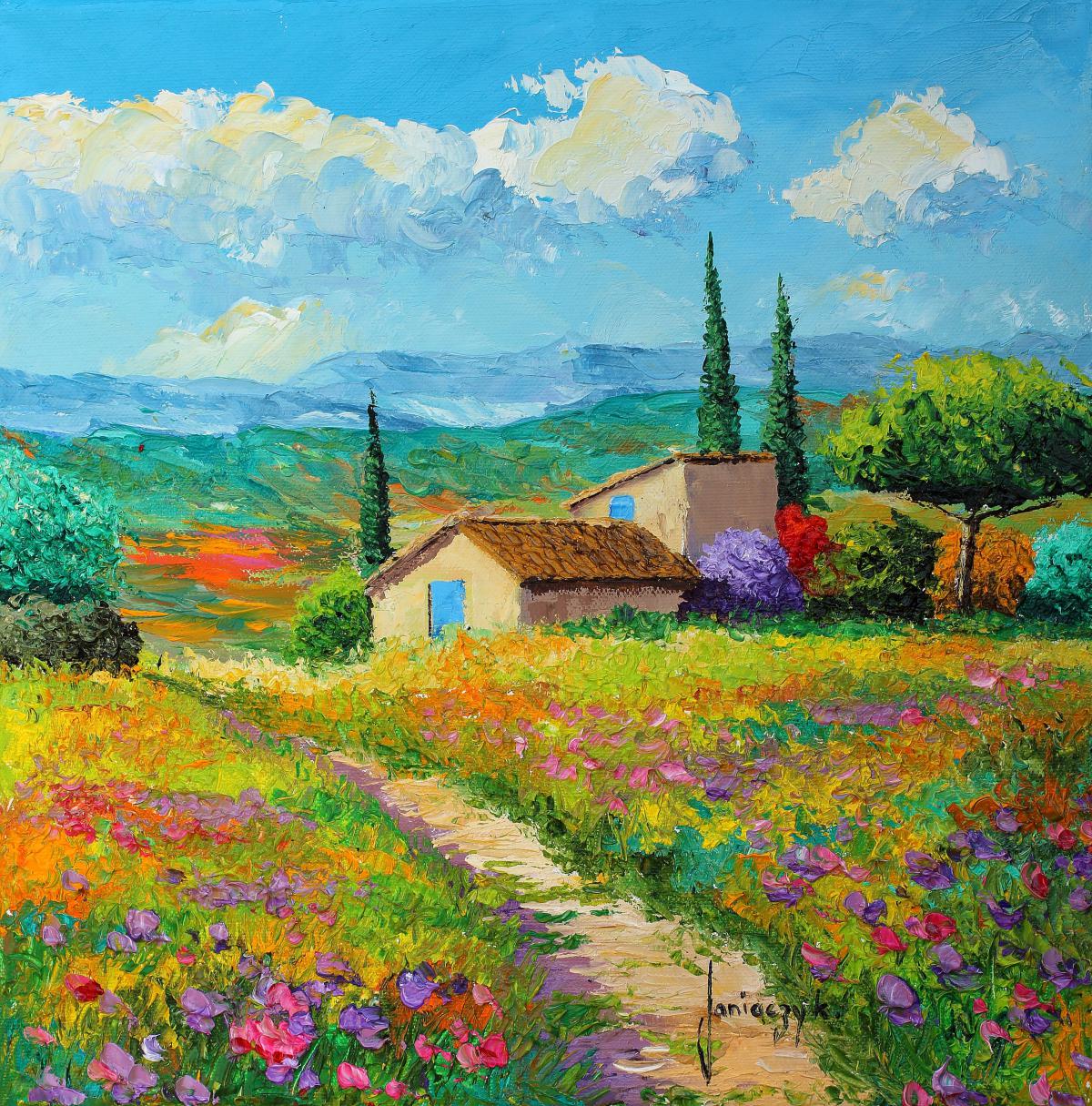 Provencal hilltop house 30x30 cm